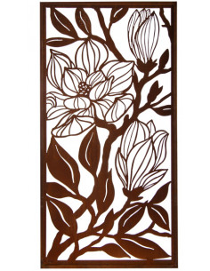 Sichtschutzwände und Paravents Sichtschutzwand Rost Magnolien mit offenen Blüten 200 cm hoch x 100 cm Breite 
Filigraner Magnol