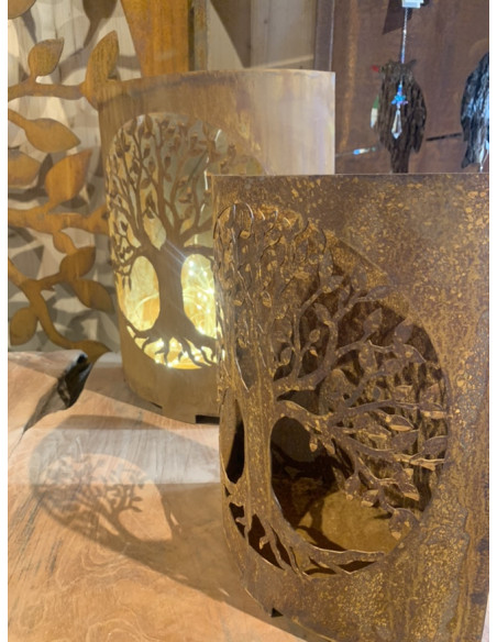 Windlichter & Laternen Baum des Lebens - Windlicht auf Füsschen - Höhe 41 cm 
Mandelförmiges Windlicht auf Füßschen
Breite 35 