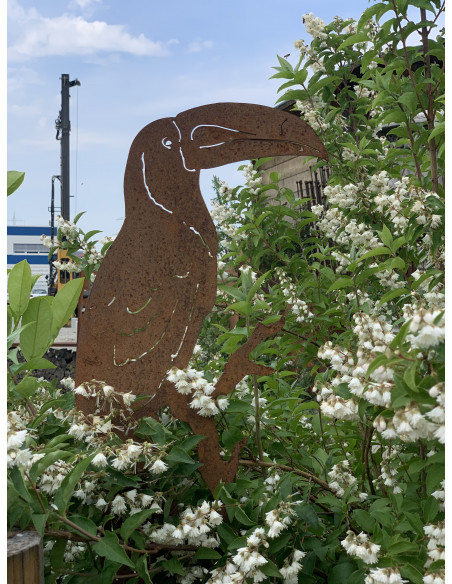 Gartenstecker Tukan - Höhe 50 cm - Breite 38 cm - Stab 120 cm