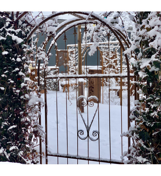 Rosenbogen Metall Rosenbogen mit Volltüre - einflügelig Breite 125 cm - Höhe 200 cm - edelrost 
Höhe 200 cm
Breite 125 cm
Tie