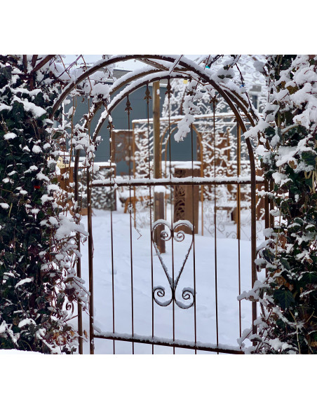 Rosenbogen Metall Rosenbogen mit Volltüre - einflügelig Breite 125 cm - Höhe 200 cm - edelrost 
Höhe 200 cm
Breite 125 cm
Tie