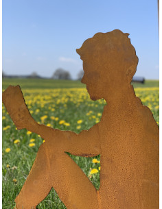 Menschen und Silhouetten Lesender Mann mit Rohr als Steckverbindung - 80 cm hoch - groß Lesender Mann aus 3 mm dickem Stahl gefe 2