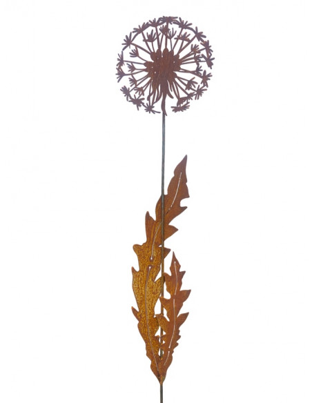 Gartenstecker Große Deko Pusteblume mit Blättern auf Gartenstecker