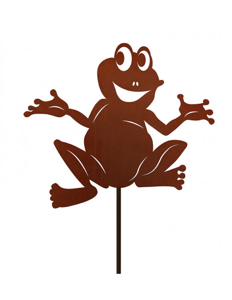 Metall Gartenstecker mit lustigem Frosch - Breite 25 cm