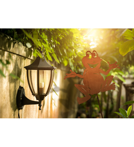 Metall Gartenstecker mit lustigem Frosch - Breite 25 cm