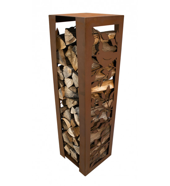 Holzregal aus Metall mit Vogel Motiv - Höhe 120 cm