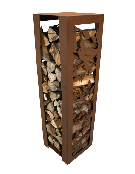 Holzregal aus Metall mit Vogel Motiv - Höhe 120 cm