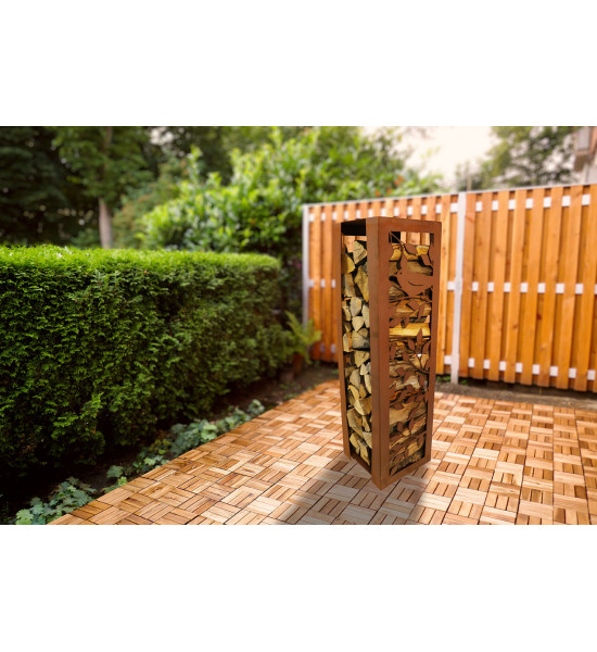 Holzregal aus Metall mit Vogel Motiv - Höhe 120 cm