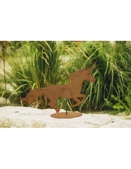 Edelrost Einhorn - Fairy - auf Platte klein Höhe 34 cm