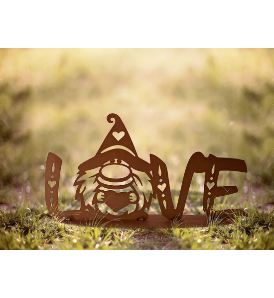 Deko Schriftzug mit Wichtel - Love - Breite 60 cm