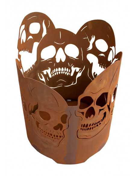 Runder Feuerkorb mit Totenschädeln - Höhe 52 cm