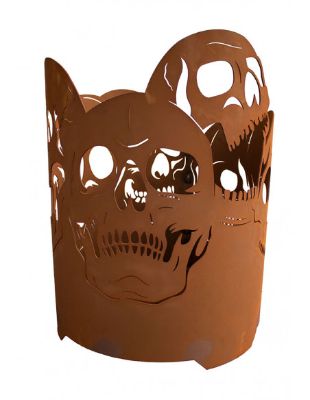 Runder Feuerkorb mit Totenschädeln - Höhe 52 cm