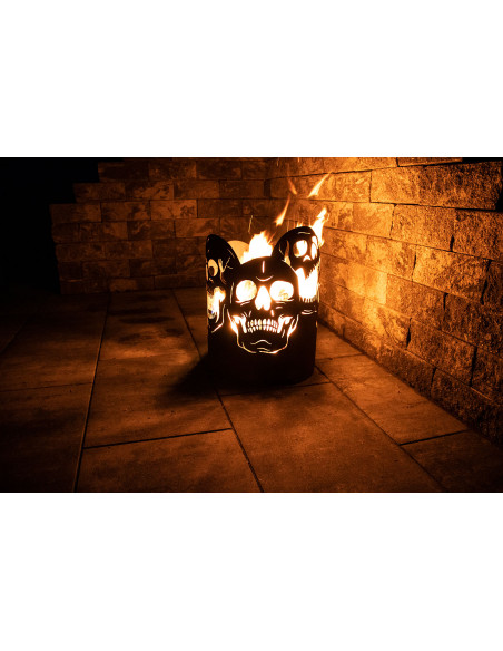 Runder Feuerkorb mit Totenschädeln - Höhe 52 cm