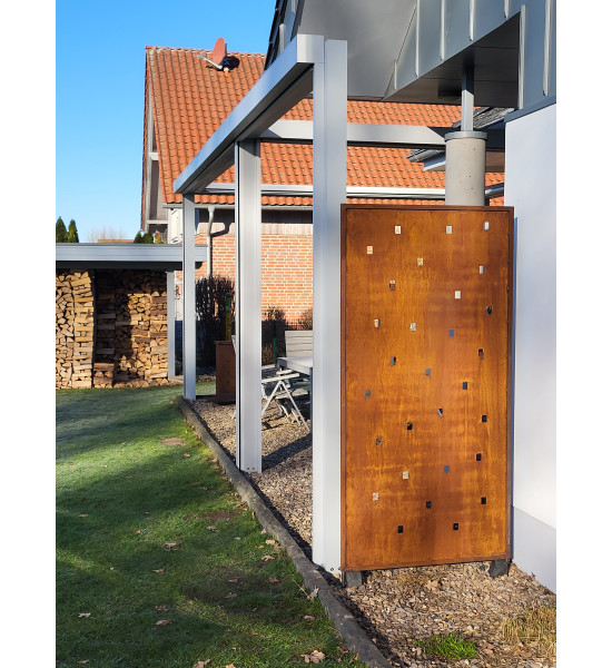 Sichtschutz 2m hoch - 200 cm Sichtschutzzaun Elemente Sichtschutzwand mit eckigen Öffnungen für Töpfe - Höhe 200 x 100 cm Parave