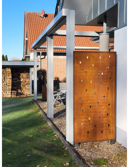 Sichtschutz 2m hoch - 200 cm Sichtschutzzaun Elemente Sichtschutzwand mit eckigen Öffnungen für Töpfe - Höhe 200 x 100 cm Parave