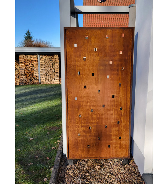 Sichtschutz 2m hoch - 200 cm Sichtschutzzaun Elemente Sichtschutzwand mit eckigen Öffnungen für Töpfe - Höhe 200 x 100 cm Parave