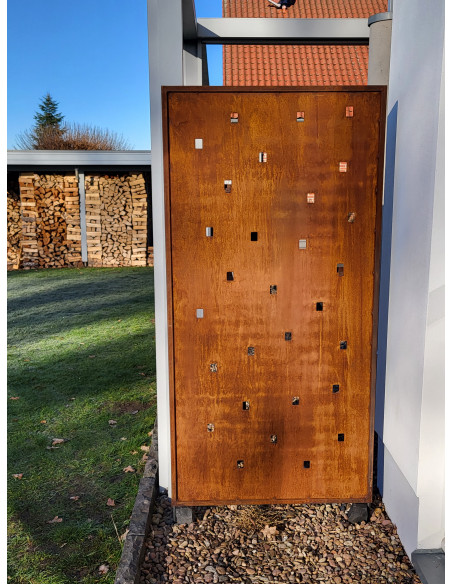 Sichtschutz 2m hoch - 200 cm Sichtschutzzaun Elemente Sichtschutzwand mit eckigen Öffnungen für Töpfe - Höhe 200 x 100 cm Parave