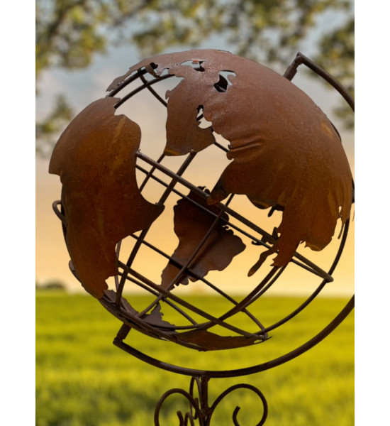 Globus und Weltkarte für den Garten Deko Globus für den Garten zum drehen - 60 cm hoch 
Höhe 60 cm
Breite 40 cm
Dieser dekora