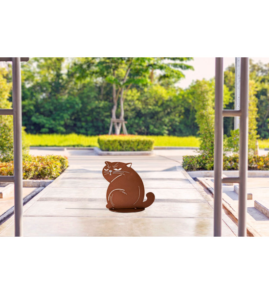 Grimmige Deko Katze aus Metall - Höhe 25 cm