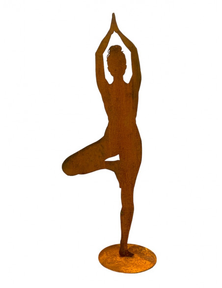 Yoga Deko - Figuren und Statuen mit Yoga und Meditation Positionen Yoga Mädel - Eva - mittel - Baum Pose - auf Platte - Höhe 135