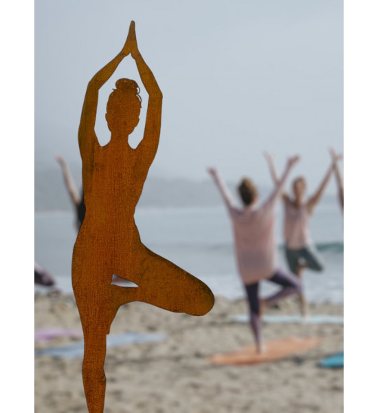 Yoga Deko - Figuren und Statuen mit Yoga und Meditation Positionen Yoga Mädel - Eva - mittel - Baum Pose - auf Platte - Höhe 135
