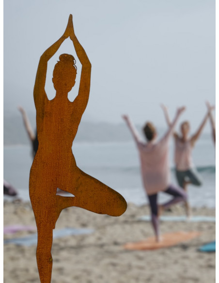 Yoga Deko - Figuren und Statuen mit Yoga und Meditation Positionen Yoga Mädel - Eva - mittel - Baum Pose - auf Platte - Höhe 135