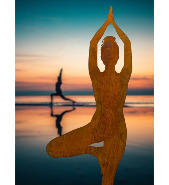 Yoga Deko - Figuren und Statuen mit Yoga und Meditation Positionen Yoga Mädel - Eva - mittel - Baum Pose - auf Platte - Höhe 135