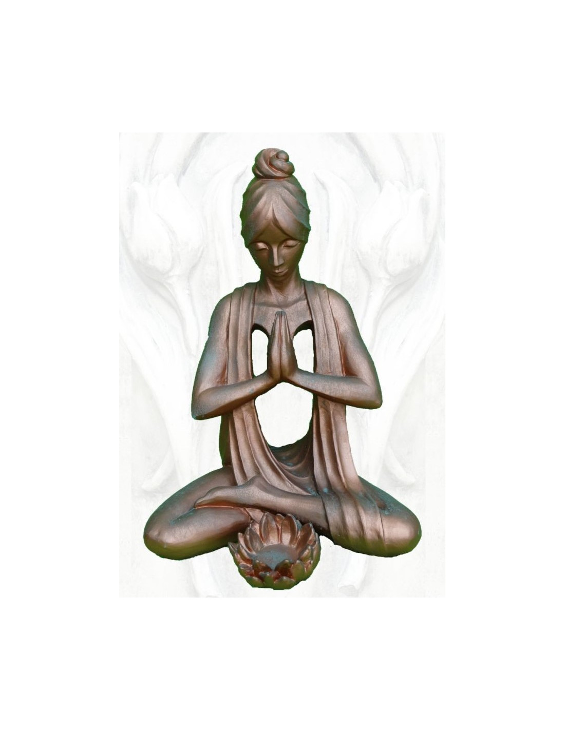 Yoga Figur - Spirit - Höhe 61 cm - Steinfigur Frau mit Kupfereffekt - 2  teilig