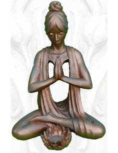 Steinfiguren Yoga Figur - Spirit - Höhe 61 cm - Steinfigur Frau mit Kupfereffekt Yoga Frau im Schneidersitz und Lotusblume. Du k 2