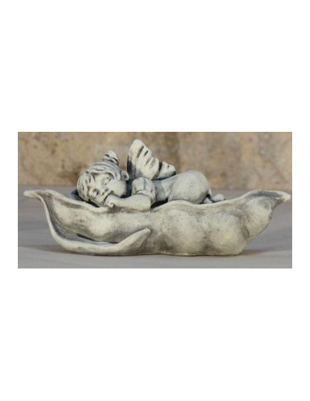 Start Steinfigur liegend - Däumelinchen - Breite 29 cm - Gebrüder Grimm  Däumelinchen - Märchenfigur liegend auf einem Blatt.

