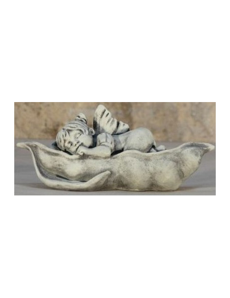 Start Steinfigur liegend - Däumelinchen - Breite 29 cm - Gebrüder Grimm  Däumelinchen - Märchenfigur liegend auf einem Blatt.

