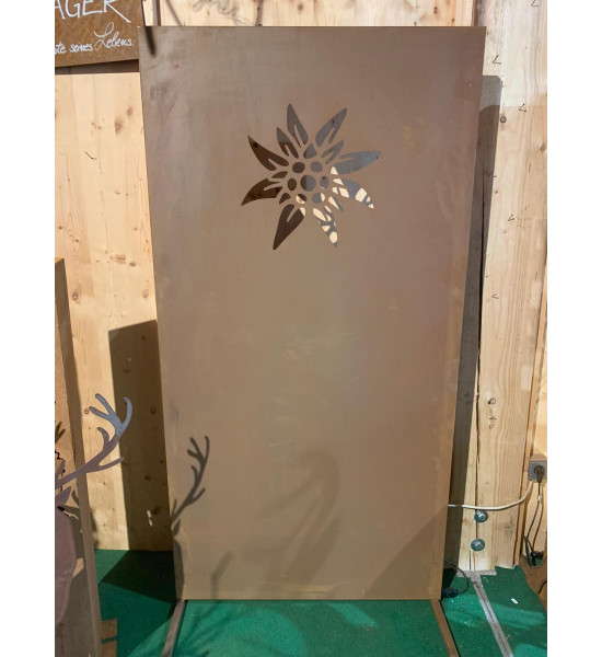 Trennwand und Sichtschutzzaun Metall 180 cm hoch Sichtschutzwand Edelweis - Höhe 180 cm - Trennwand Metall 
Edelrost Sichtschut