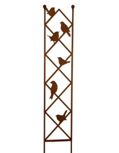 Vogel Deko Rankgitter mit 6 Vögel - Höhe 115 cm - Breite 26 cm - Rankhilfe Rankgerüst mit Vögelchen zum Stecken und Kugeln als A