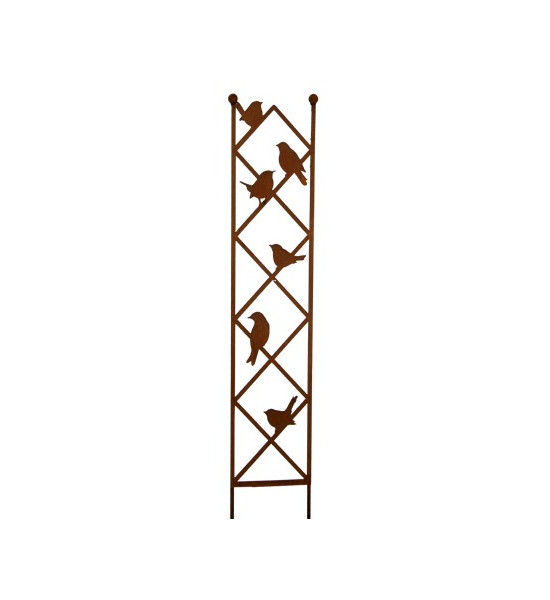 Vogel Deko Rankgitter mit 6 Vögel - Höhe 115 cm - Breite 26 cm - Rankhilfe Rankgerüst mit Vögelchen zum Stecken und Kugeln als A