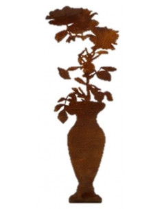 Blumen und Bäume Rosen Vase auf Standplatte - Höhe 60 cm - groß Die Rosenvase aus Edelrost zum Stellen in der größeren Ausführun