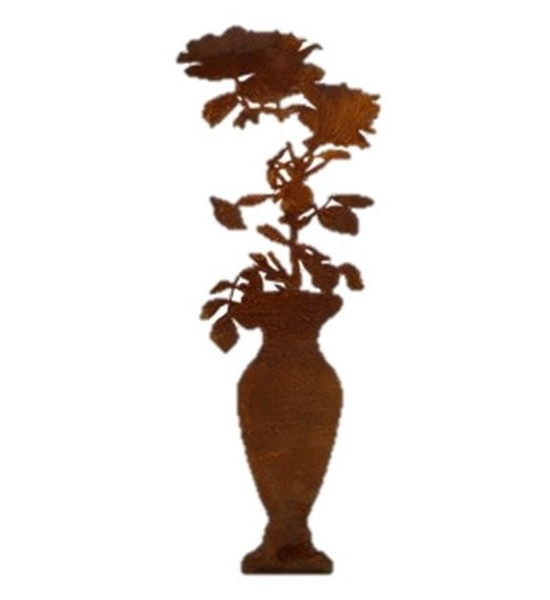 Blumen und Bäume Rosen Vase auf Standplatte - Höhe 60 cm - groß Die Rosenvase aus Edelrost zum Stellen in der größeren Ausführun
