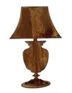 Lampen in Edelrost Lampe niedrig auf Standplatte - Höhe 35 cm - flach Stehtisch Lampe niedrig auf einer Standplatte für Deine De