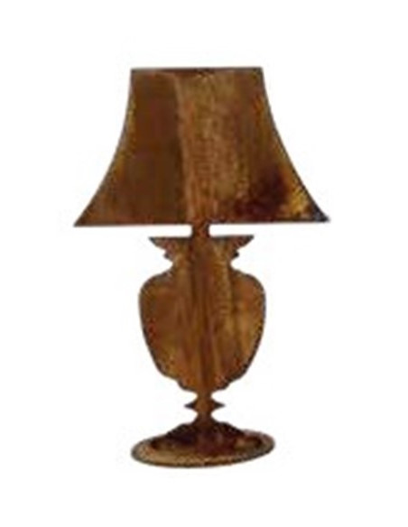 Lampen in Edelrost Lampe niedrig auf Standplatte - Höhe 35 cm - flach Stehtisch Lampe niedrig auf einer Standplatte für Deine De