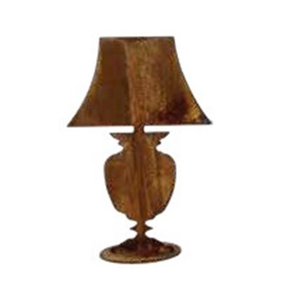 Lampen in Edelrost Lampe niedrig auf Standplatte - Höhe 35 cm - flach Stehtisch Lampe niedrig auf einer Standplatte für Deine De