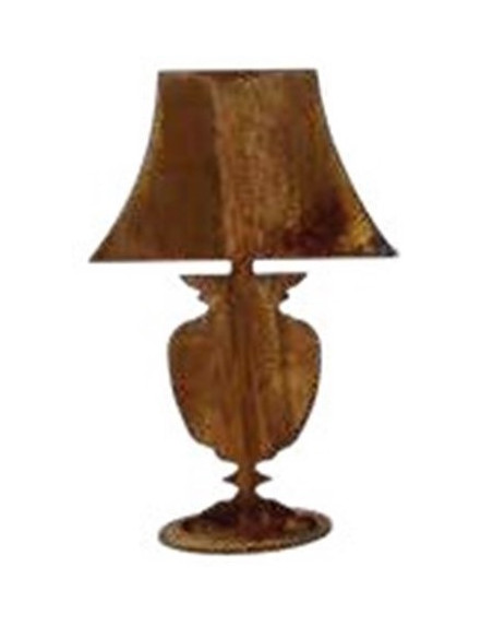 Lampen in Edelrost Lampe niedrig auf Standplatte - Höhe 35 cm - flach Stehtisch Lampe niedrig auf einer Standplatte für Deine De