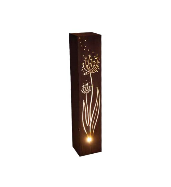 Rechteckige Säulen Allium im Wind - Säule eckig - Höhe 110 cm - 22 x 22 cm Allium Pusteblume im Wind als Motiv. Rechteckige Rost