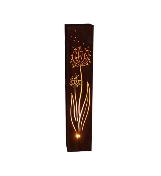 Rechteckige Säulen Eckige Säule - Allium im Wind - Höhe 125 cm - 25 x 25 cm Rechteckige Säule mit der Pusteblume im Wind als Mot