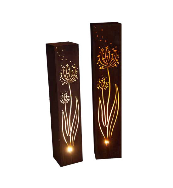 Rechteckige Säulen Eckige Säule - Allium im Wind - Höhe 125 cm - 25 x 25 cm Rechteckige Säule mit der Pusteblume im Wind als Mot