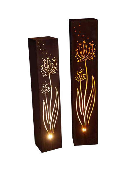 Rechteckige Säulen Eckige Säule - Allium im Wind - Höhe 125 cm - 25 x 25 cm Rechteckige Säule mit der Pusteblume im Wind als Mot