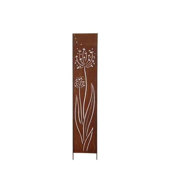 Skulpturen - Rostsäulen und Stelen Stele - Allium im Wind - zum Stecken - Gesamthöhe 150 cm 
Gesamthöhe 150 cm
Breite 27 cm
M