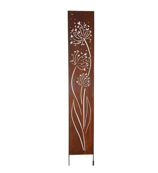 Skulpturen - Rostsäulen und Stelen Stele - Allium im Wind - zum Stecken - Gesamthöhe 190 cm - Pusteblume 
Gesamthöhe 190 cm
Br