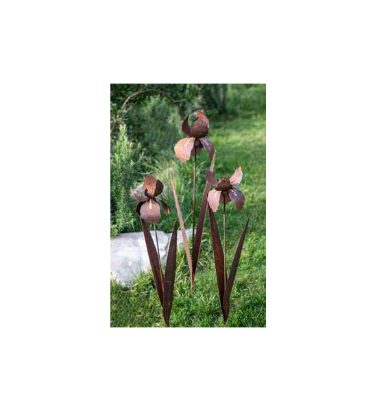 Blumen und Bäume Iris als Gartenstecker mit Goldverzierung Gesamthöhe