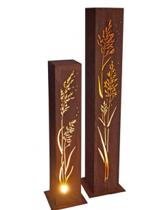 Skulpturen - Rostsäulen und Stelen Säule eckig - Gras Motiv - Höhe 145 cm - 22 x 22 cm Standfuß 
Gesamthöhe 145 cm
Länge und B