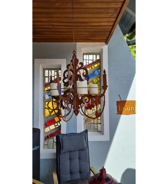 Deko zum Hängen Kronleuchter 3D zum Aufhängen als Kerzentablett zum Hängen, H 60 cm, B 64 cm - Barock Deko Großer Deko Kronleuch