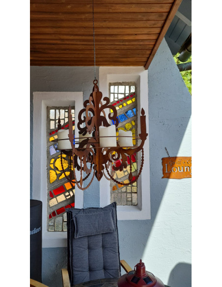 Deko zum Hängen Kronleuchter 3D zum Aufhängen als Kerzentablett zum Hängen, H 60 cm, B 64 cm - Barock Deko Großer Deko Kronleuch